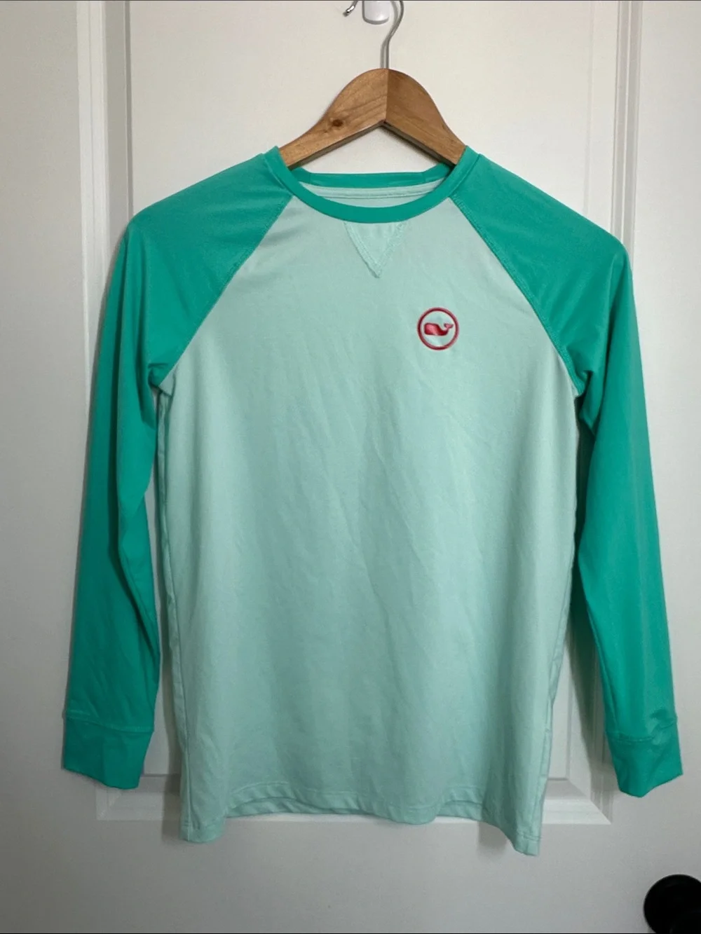 Vineyard Vines Girls Long-Sleeve Swim Shirt Seafoam/Turquoise M(12-14)